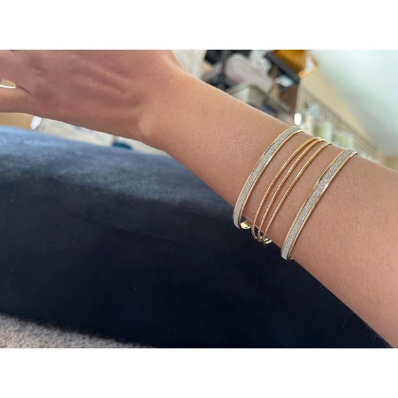 Gold statement bracelet chunky bangle wide cuff bold metal women glitter silver - Picture 3 of 6